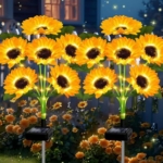 Product: Solar Garden Sunflower Lights, Outdoor Waterproof LED Decorative Stakes, Yellow Artificial Flowers with Glowing Petals, All Weather Ready