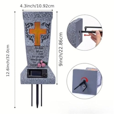 Product: Solar-Powered Cross Angel Flowerpot, 2025 New Cemetery Vase with Led for Plants and Flower, Tombstone Decoration for Memorial Day Independence Day, Unique Pot Ornament