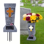 Product: Solar-Powered Cross Angel Flowerpot, 2025 New Cemetery Vase with Led for Plants and Flower, Tombstone Decoration for Memorial Day Independence Day, Unique Pot Ornament