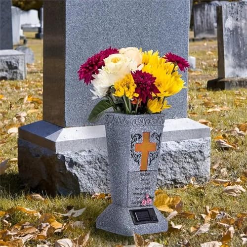 Product: Solar-Powered Cross Angel Flowerpot, 2025 New Cemetery Vase with Led for Plants and Flower, Tombstone Decoration for Memorial Day Independence Day, Unique Pot Ornament