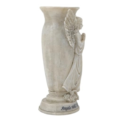 Product: SPONGL Praying Angelic Sculpture Memorial Vases Weather Resistant Resins Grave Decors Ground Stakes for Cemetery Garden Outdoor