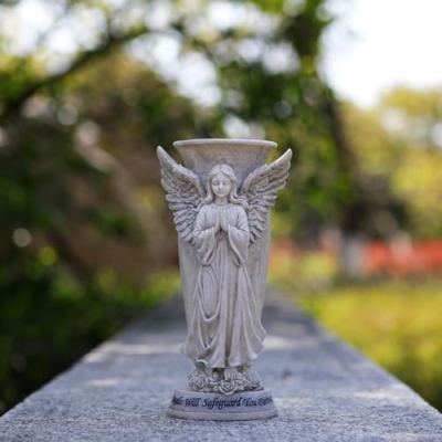 Product: SPONGL Praying Angelic Sculpture Memorial Vases Weather Resistant Resins Grave Decors Ground Stakes for Cemetery Garden Outdoor
