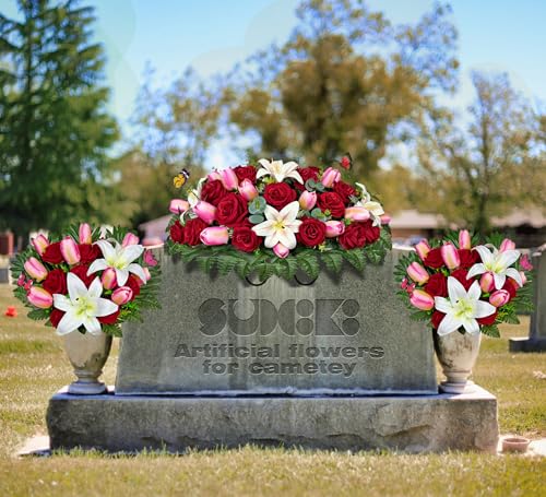 Silky Flower Store Artificial Cemetery Flowers, Realistic Silk Outdoor Grave Decorations, Headstone Saddle Bouquet Set, Weather Resistant 32.5cm 7 7 Product: SUHOOKOO Artificial Cemetery Flowers – Realistic Silk Flower Outdoor Grave Decorations