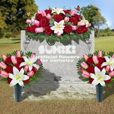 Silky Flower Store Artificial Cemetery Flowers, Realistic Silk Outdoor Grave Decorations, Headstone Saddle Bouquet Set, Weather Resistant 32.5cm 13 13 Product: SUHOOKOO Artificial Cemetery Flowers – Realistic Silk Flower Outdoor Grave Decorations