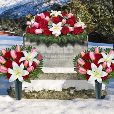 Silky Flower Store Artificial Cemetery Flowers, Realistic Silk Outdoor Grave Decorations, Headstone Saddle Bouquet Set, Weather Resistant 32.5cm 17 17 Product: SUHOOKOO Artificial Cemetery Flowers – Realistic Silk Flower Outdoor Grave Decorations