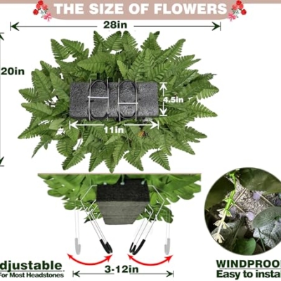 Silky Flower Store Artificial Cemetery Flowers, Realistic Silk Outdoor Grave Decorations, Headstone Saddle Bouquet Set, Weather Resistant 32.5cm 11 11 Product: SUHOOKOO Artificial Cemetery Flowers – Realistic Silk Flower Outdoor Grave Decorations