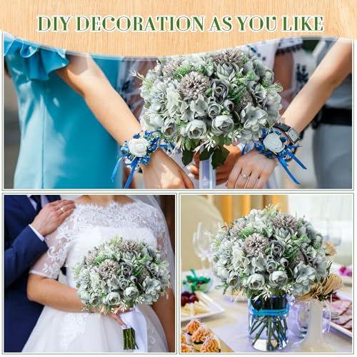 Product: Tigeen 24 Bundles Peonies Artificial Flowers Faux Roses Silk Flowers Hydrangea Artificial Bouquet for Wedding Table Centerpiece Floral Vase Home Office Bridal Decor (Pastel Blue)