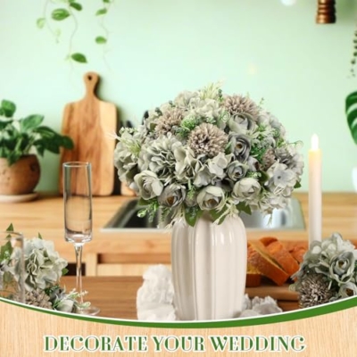Product: Tigeen 24 Bundles Peonies Artificial Flowers Faux Roses Silk Flowers Hydrangea Artificial Bouquet for Wedding Table Centerpiece Floral Vase Home Office Bridal Decor (Pastel Blue)