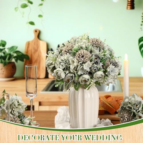 Product: Tigeen 24 Bundles Peonies Artificial Flowers Faux Roses Silk Flowers Hydrangea Artificial Bouquet for Wedding Table Centerpiece Floral Vase Home Office Bridal Decor (Pastel Blue)