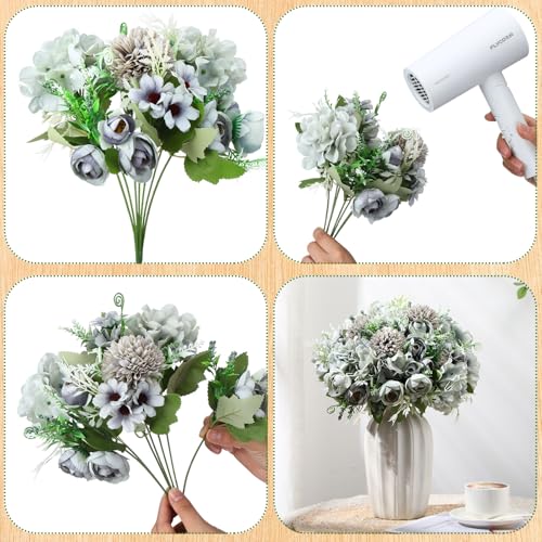 Product: Tigeen 24 Bundles Peonies Artificial Flowers Faux Roses Silk Flowers Hydrangea Artificial Bouquet for Wedding Table Centerpiece Floral Vase Home Office Bridal Decor (Pastel Blue)