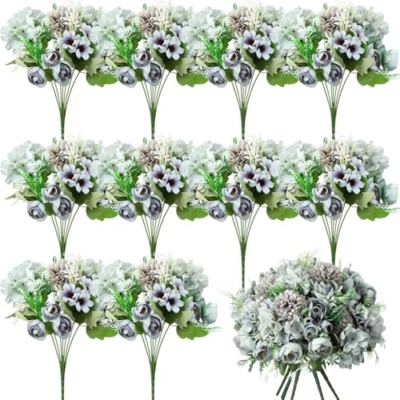 Product: Tigeen 24 Bundles Peonies Artificial Flowers Faux Roses Silk Flowers Hydrangea Artificial Bouquet for Wedding Table Centerpiece Floral Vase Home Office Bridal Decor (Pastel Blue)