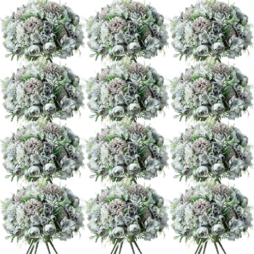 Product: Tigeen 24 Bundles Peonies Artificial Flowers Faux Roses Silk Flowers Hydrangea Artificial Bouquet for Wedding Table Centerpiece Floral Vase Home Office Bridal Decor (Pastel Blue)