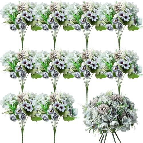 Product: Tigeen 24 Bundles Peonies Artificial Flowers Faux Roses Silk Flowers Hydrangea Artificial Bouquet for Wedding Table Centerpiece Floral Vase Home Office Bridal Decor (Pastel Blue)