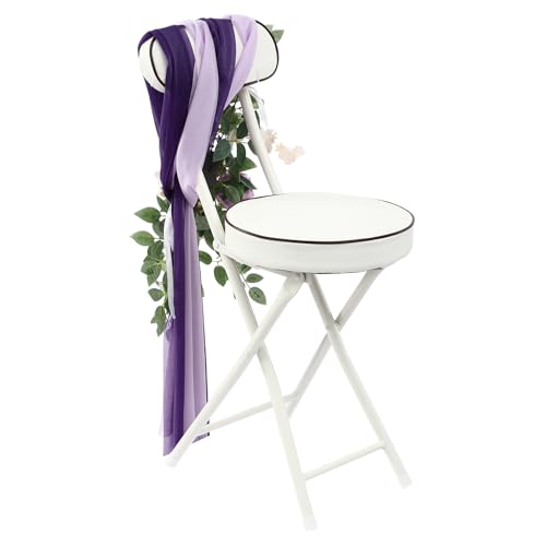 Product: TUQI Wedding Chair Decorations – 6-in-1 Artificial Flowers & Fabric Set with Purple Beige Roses, Greenery, Ribbons & Drapes, Reusable Wedding Ceremony, Aisle & Reception Decor