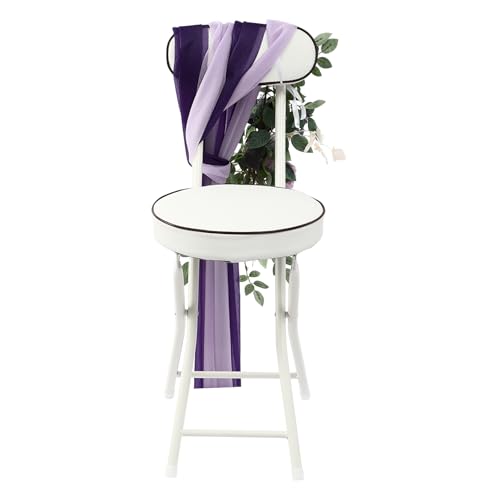 Product: TUQI Wedding Chair Decorations – 6-in-1 Artificial Flowers & Fabric Set with Purple Beige Roses, Greenery, Ribbons & Drapes, Reusable Wedding Ceremony, Aisle & Reception Decor