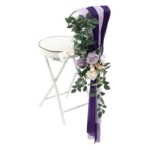 Product: TUQI Wedding Chair Decorations – 6-in-1 Artificial Flowers & Fabric Set with Purple Beige Roses, Greenery, Ribbons & Drapes, Reusable Wedding Ceremony, Aisle & Reception Decor