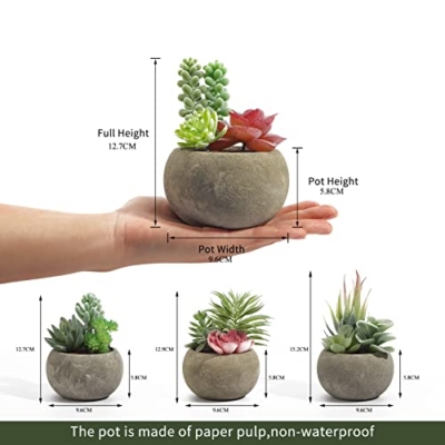 Product: Vasemouh Artificial Succulents Set of 4,Fake Succulents Home Office School Decoration