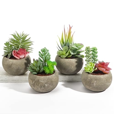 Product: Vasemouh Artificial Succulents Set of 4,Fake Succulents Home Office School Decoration