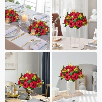 Silky Flower Store Artificial Red Rose Flower Balls Bouquet, 10 PCS Wedding Centerpieces, Faux Kissing Balls Decor, 9.5-Inch 15 15 Product: VEVOR Flower Balls Arrangement Bouquet 10 PCS, 9.5-Inch Wedding Red Roses Centerpieces, Fake Flowers Kissing Balls Decor Artificial Floral Arrangements Flower Bouquet for Home Party Table Decorations
