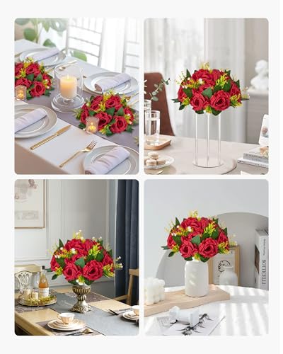 Silky Flower Store Artificial Red Rose Flower Balls Bouquet, 10 PCS Wedding Centerpieces, Faux Kissing Balls Decor, 9.5-Inch 6 6 Product: VEVOR Flower Balls Arrangement Bouquet 10 PCS, 9.5-Inch Wedding Red Roses Centerpieces, Fake Flowers Kissing Balls Decor Artificial Floral Arrangements Flower Bouquet for Home Party Table Decorations