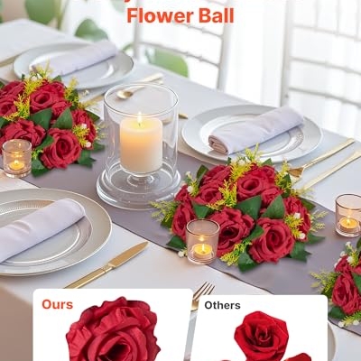 Silky Flower Store Artificial Red Rose Flower Balls Bouquet, 10 PCS Wedding Centerpieces, Faux Kissing Balls Decor, 9.5-Inch 10 10 Product: VEVOR Flower Balls Arrangement Bouquet 10 PCS, 9.5-Inch Wedding Red Roses Centerpieces, Fake Flowers Kissing Balls Decor Artificial Floral Arrangements Flower Bouquet for Home Party Table Decorations