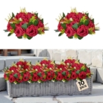 Product: VEVOR Flower Balls Arrangement Bouquet 10 PCS, 9.5-Inch Wedding Red Roses Centerpieces, Fake Flowers Kissing Balls Decor Artificial Floral Arrangements Flower Bouquet for Home Party Table Decorations