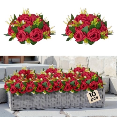 Product: VEVOR Flower Balls Arrangement Bouquet 10 PCS, 9.5-Inch Wedding Red Roses Centerpieces, Fake Flowers Kissing Balls Decor Artificial Floral Arrangements Flower Bouquet for Home Party Table Decorations
