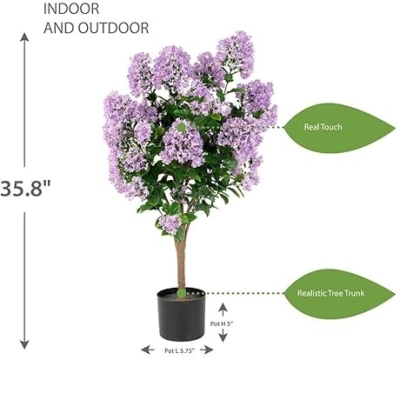 Silky Flower Store Artificial Purple Flower Tree, Handmade Floral Decor, Lifelike Faux Plant, Indoor Outdoor Accent, 36cm 11 11 Product: Vivid Purple Lifelike Artificial Flower Tree - 36" Handmade Floral Decor for Home, Living Room, Weddings, Banquets, and Funerals - Stunning Decorative Flowers