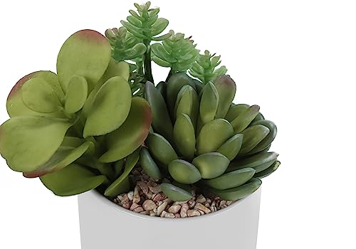 Product: Wahome-Smart Artificial Succulent Plant Set of 2, 7" Tall with White Ceramic Pots, Indoor Faux Greenery for Home Decor