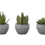 Product: Wahome-Smart Artificial Succulent Plant Set of 3, 6 inches Tall, Faux Greenery in Grey Cement Pots