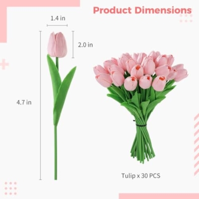 Product: yeeplant Artificial S Flowers, 30 Pcs Fake Pu Stems, Real Touch Light Faux S for Home Decor, Cemetery, Floral Arrangement, Wedding, Easter, Bouquet Centerpiece