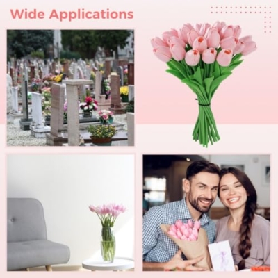 Product: yeeplant Artificial S Flowers, 30 Pcs Fake Pu Stems, Real Touch Light Faux S for Home Decor, Cemetery, Floral Arrangement, Wedding, Easter, Bouquet Centerpiece